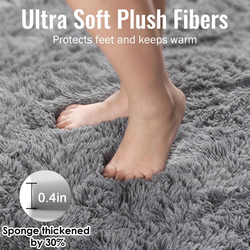 PAGISOFE Round Rugs 5Ft, Grey Circle Rugs for Living Room Kids Bedroom, Fluffy Carpets for Bedroom Boys, Indoor Shaggy Rugs Small Teepee Furry Mat, Comfy Reading Rug for Girls Boys Baby Room - Image 5